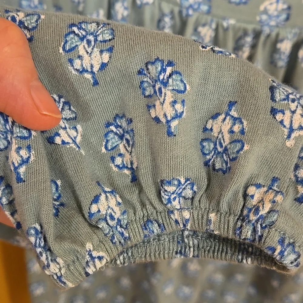 Lucky Brand Green And Blue Floral Blouse With Square Neclime Size Medium - Picture 4 of 5